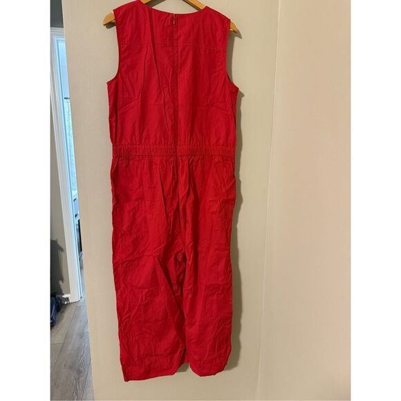 Talbots Size 16 Belted Waist Sleeveless Jumpsuit Red Wide Leg Modern Classic - Picture 6 of 7